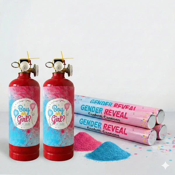 x2 500g Extinguishers + x4 60cm cannons Bundle - Gender Reveal Cannon