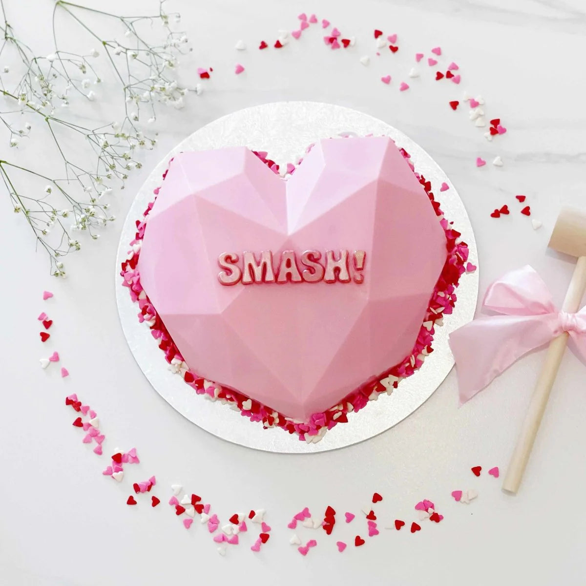Gender Reveal Heart Smash Cake