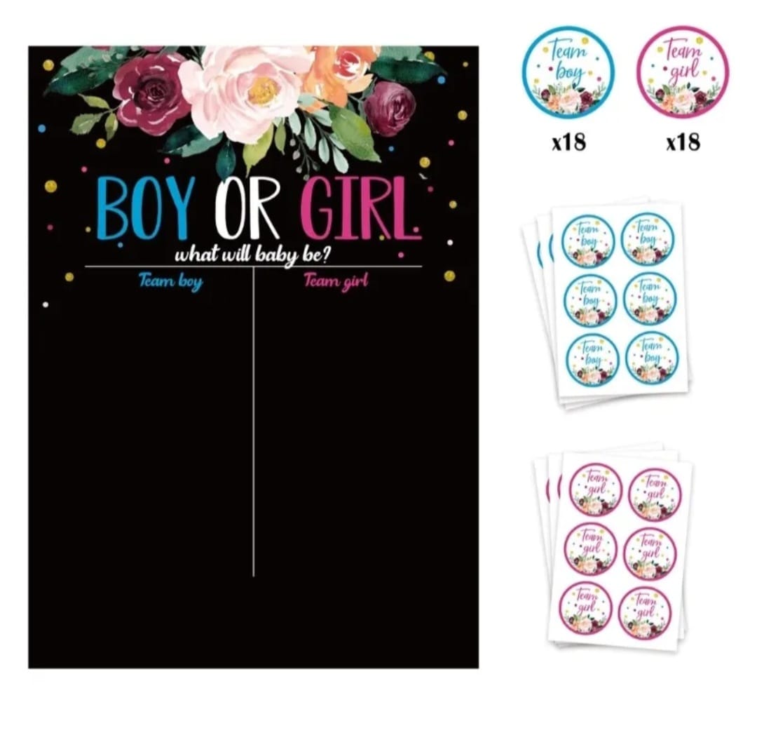 'Cast Your Vote' Gender Reveal Poster Baby Shower Party Decor Team Boy Girl - Gender Reveal Cannon
